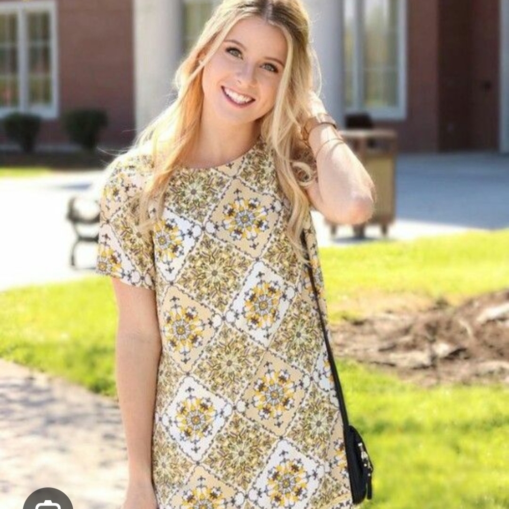 Lulu's Yellow and Green Patterned Dress